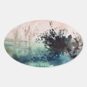 COUNTRYSIDE OF MAREMMA  TUSCANY LANDCSAPE OVAL STICKER