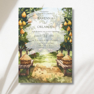 Countryside Pear Orchard Rustic Wedding Invitation