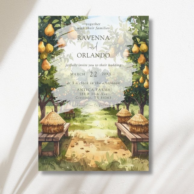 Countryside Pear Orchard Rustic Wedding Invitation (Creator Uploaded)