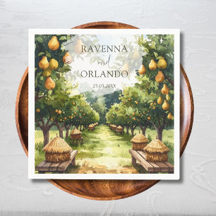 Countryside Pear Orchard Rustic Wedding Napkin