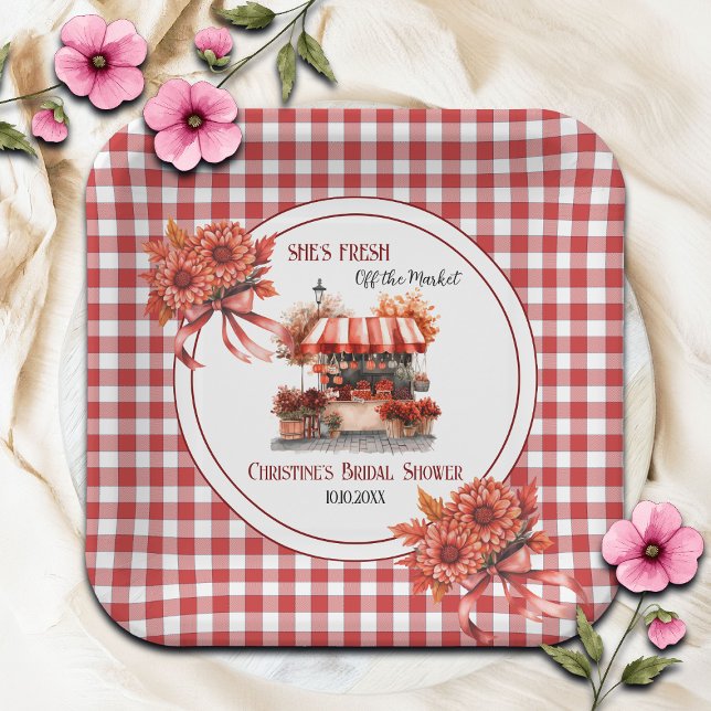 Countryside Picnic Gingham Bridal Shower  Paper Plate (Creator Uploaded)