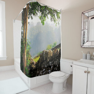 Countryside Scenery Landscape Forest Trees Stones Shower Curtain