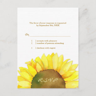 Countryside Sunflower Wedding RSVP Invitation Postcard