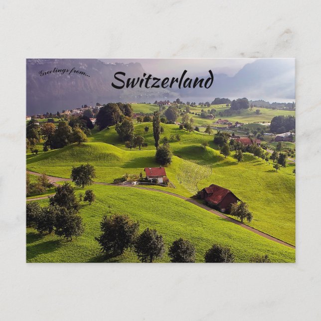 Countryside Sunset in Luzern Switzerland Postcard (Front)