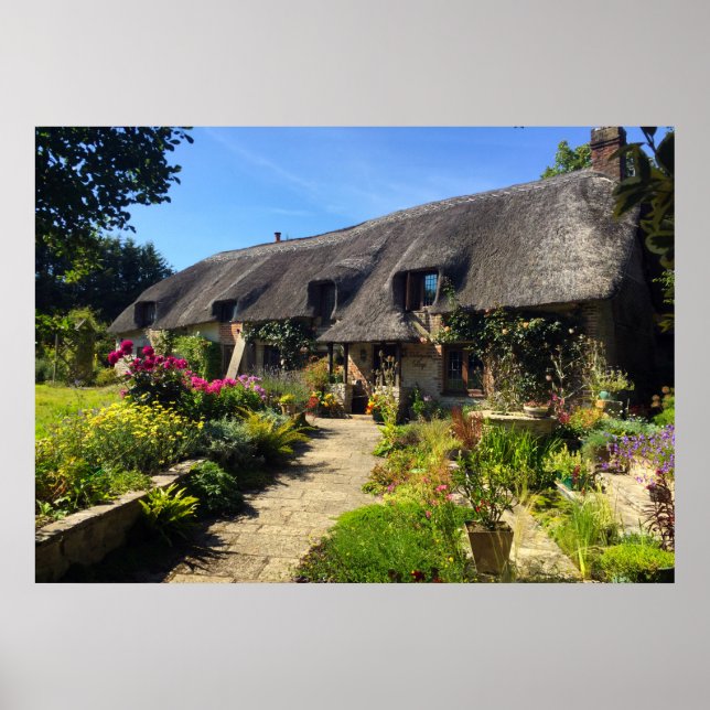 Countryside thatched-roof cottage poster (Front)