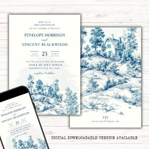 Countryside Toile de Jouy Wedding Invitation