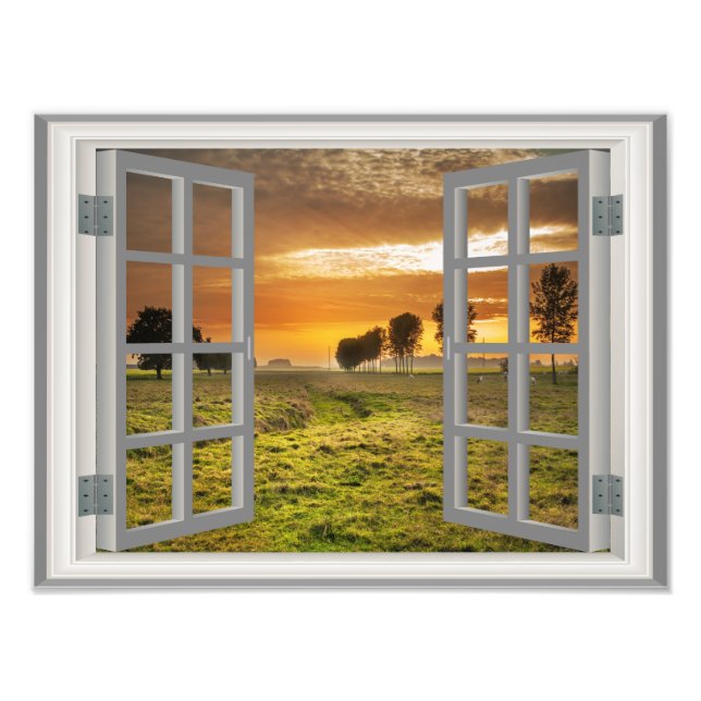 Countryside Twilight Cow Farm USA Photo Print (Front)