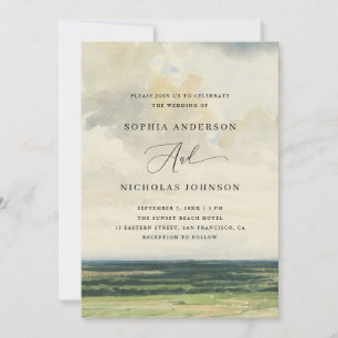 Countryside Wedding Fine Art Landscape + QR Code Invitation