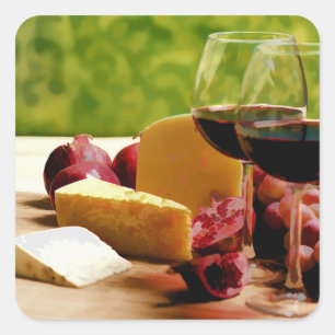 Countryside Wine, Cheese & Fruit Square Sticker