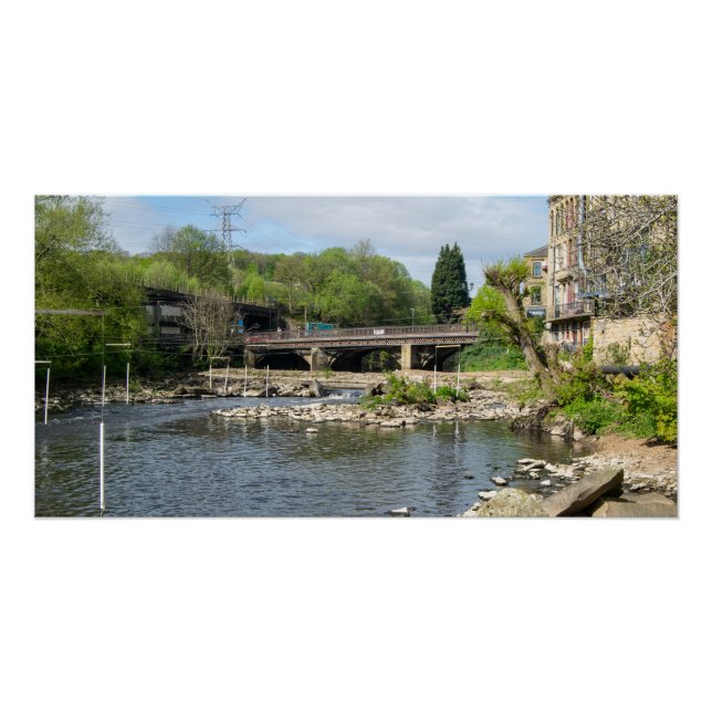 County Bridge and the River Calder, Sowerby Bridge Poster (Front)