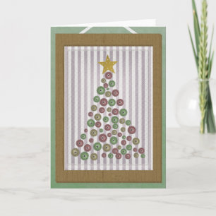 County Christmas Button Tree Frame Greeting Holiday Card