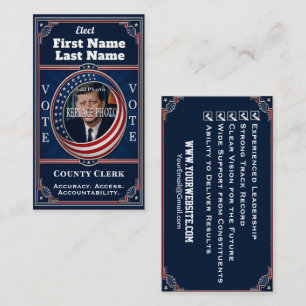 County Clerk Political Election Business Card