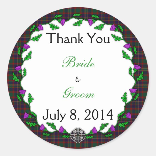 County Cork Celtic Wedding Thank You Classic Round Sticker (Front)