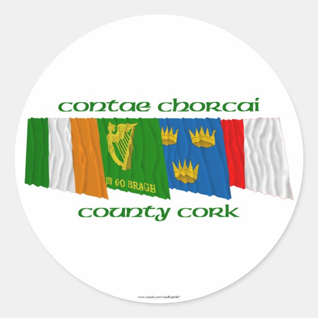 County Cork Flags Classic Round Sticker (Front)