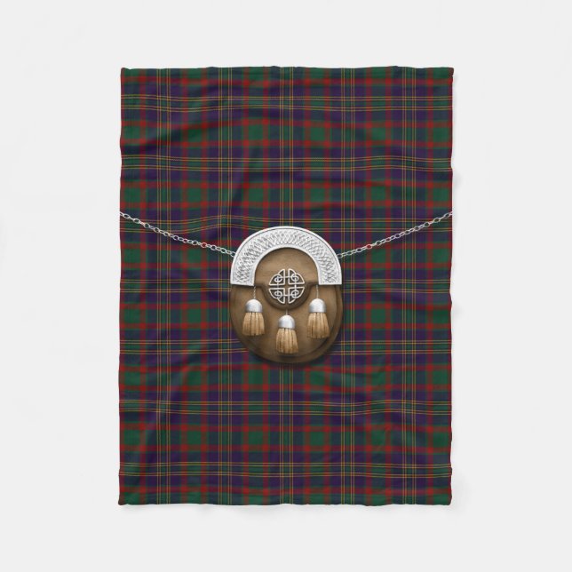 County Cork Irish Tartan And Sporran Fleece Blanket (Front)