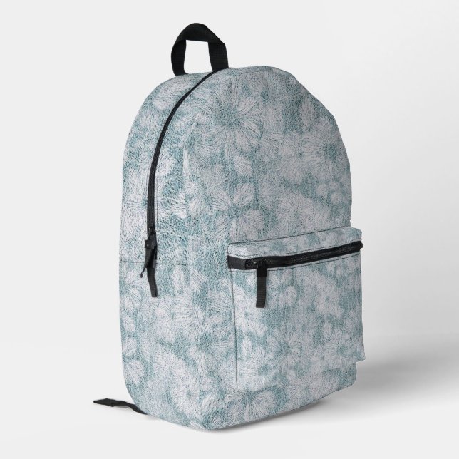 County Cottage Velvety Blue Daisy  Printed Backpack (Back Corner Left)