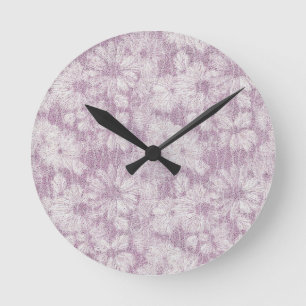 County Cottage Velvety Lilac Daisy Round Clock