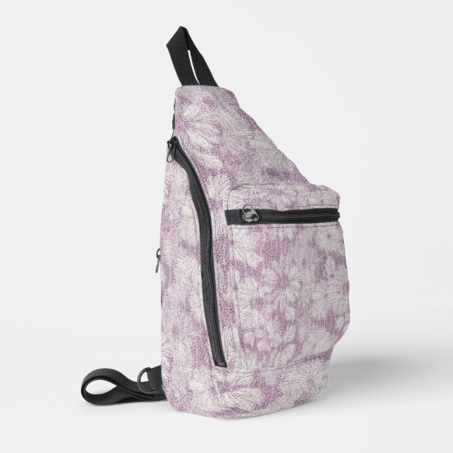 County Cottage Velvety Lilac Daisy Sling Bag (Left Corner)