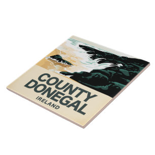 County Donegal Seaside travel poster Tile
