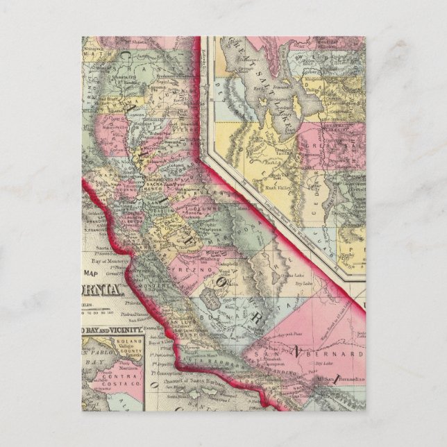 County Map Of California Postcard (Front)