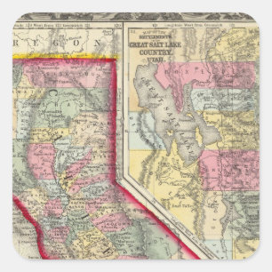 County Map Of California Square Sticker