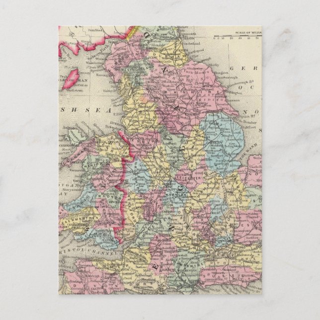 County Map Of England, And Wales Postcard (Front)