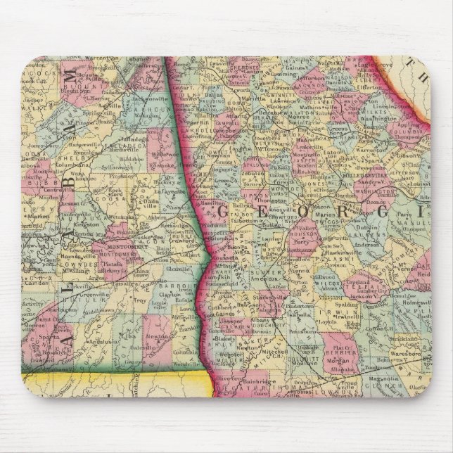 County Map Of Georgia, And Alabama Mouse Mat (Front)