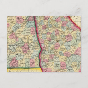 County Map Of Georgia, And Alabama Postcard