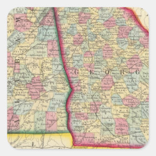 County Map Of Georgia, And Alabama Square Sticker