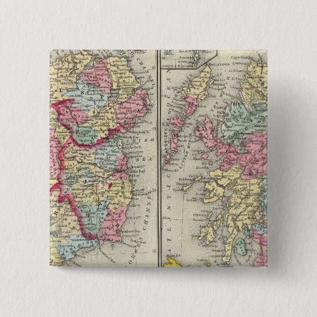 County Map Of Scotland 15 Cm Square Badge (Front)