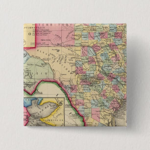 County Map Of Texas 15 Cm Square Badge