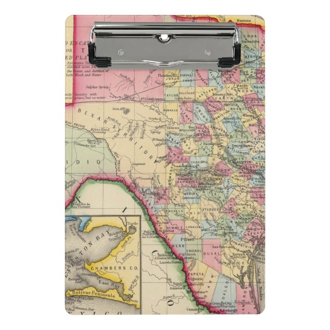 County Map Of Texas Mini Clipboard (Front)