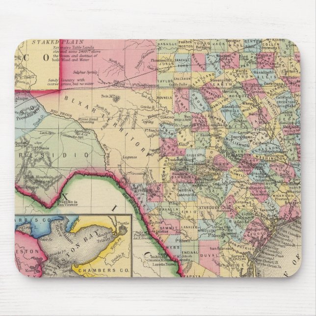 County Map Of Texas Mouse Mat (Front)