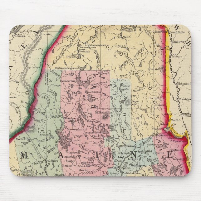 County Map Of The State Of Maine Mouse Mat (Front)
