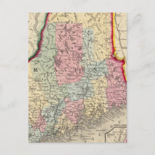 County Map Of The State Of Maine Postcard