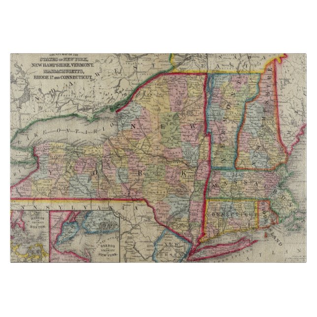 County Map Of The States Of New York Cutting Board (Front)