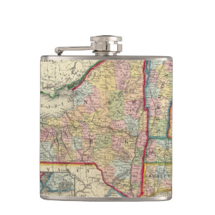 County Map Of The States Of New York Hip Flask