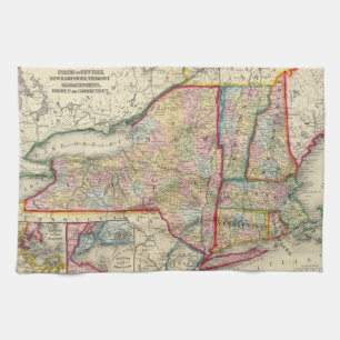 County Map Of The States Of New York Tea Towel