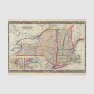 County Map Of The States Of New York Tissue Paper