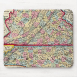 County Map Of Virginia, and North Carolina Mouse Mat