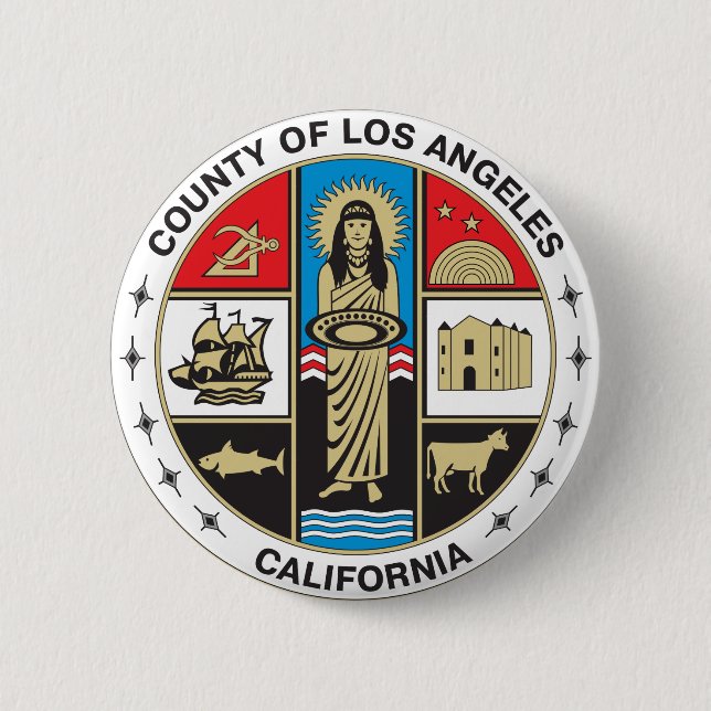 County of Los Angeles seal 6 Cm Round Badge (Front)