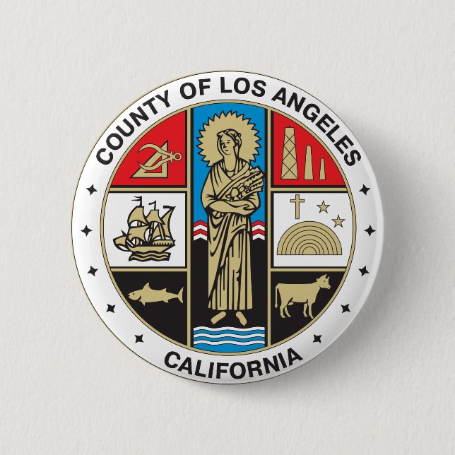 County of Los Angeles seal 6 Cm Round Badge (Front)