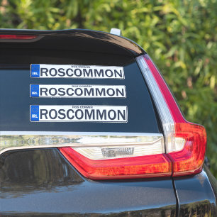 County Roscommon Irish Reg Plate Decal Stickers x3