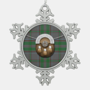 County Wicklow Irish Tartan And Sporran Snowflake Pewter Christmas Ornament