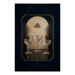 Coupe Trio Art Deco Poster   Bar Art