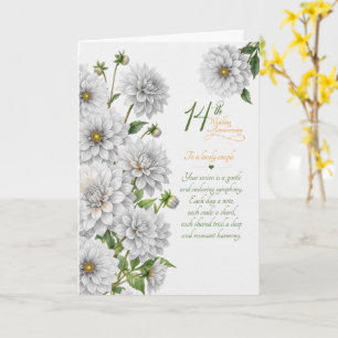 Couple 14th Anniversary Sentimental White Dahlias Card