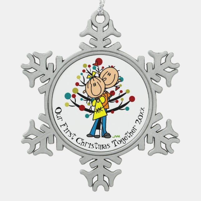 Couple 1st Christmas Together Snowflake Ornament (Front)