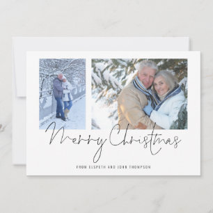 Couple 2 Photos Script Merry Christmas Card