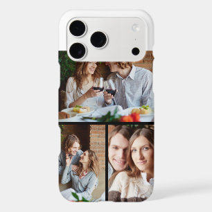 Couple 3 Photo Collage Custom Monogram Gold Heart