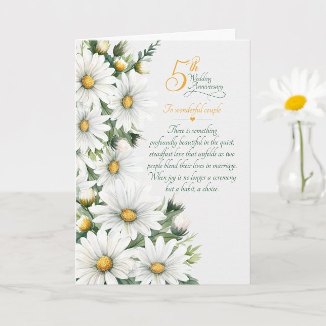 Couple 5th Anniversary Sentimental Daisies Card (Small Plant)
